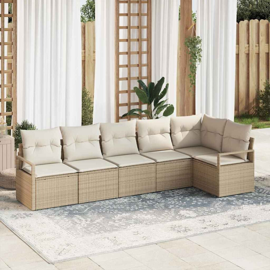 vidaXL Tuin Sofa Set met kussen met opslag 6 pcs Beige en Crème vidaXL Tuin Sofa Set met kussen met opslag 6 pcs Beige en Crème afbeelding 1