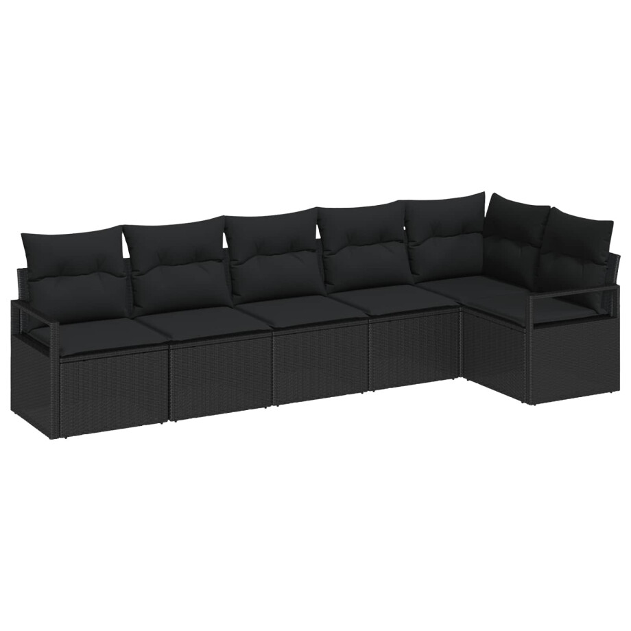vidaXL Tuin Sofa Set 6 pcs Zwart Poly Rattan en Poedergecoat Staal afbeelding 1