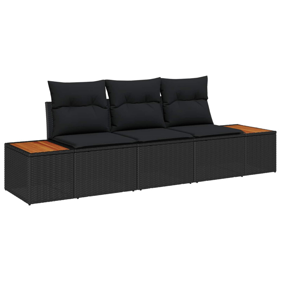 vidaXL Tuin Sofa Set met kussen met opslag 3 pcs Zwart Poly riet afbeelding 1