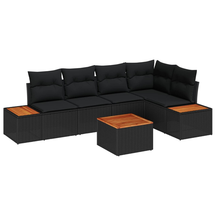 vidaXL Tuin Sofa Set met kussen met opslag 6 pcs Zwart Poly riet afbeelding 1