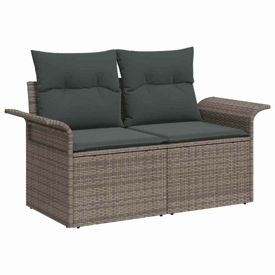 vidaXL Tuin Sofa Set met kussen met opslag 6 pcs Grijs Poly riet afbeelding 1