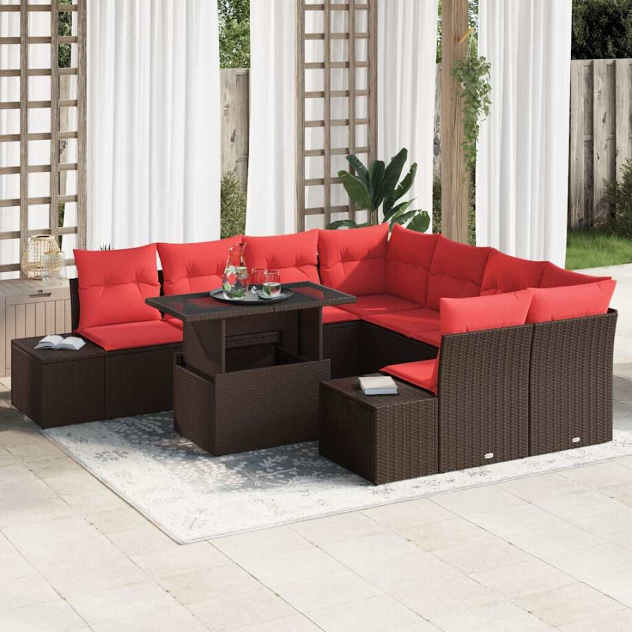 vidaXL Tuin Sofa Set 9 st Bruin poly rattan vidaXL Tuin Sofa Set 9 st Bruin poly rattan afbeelding 1