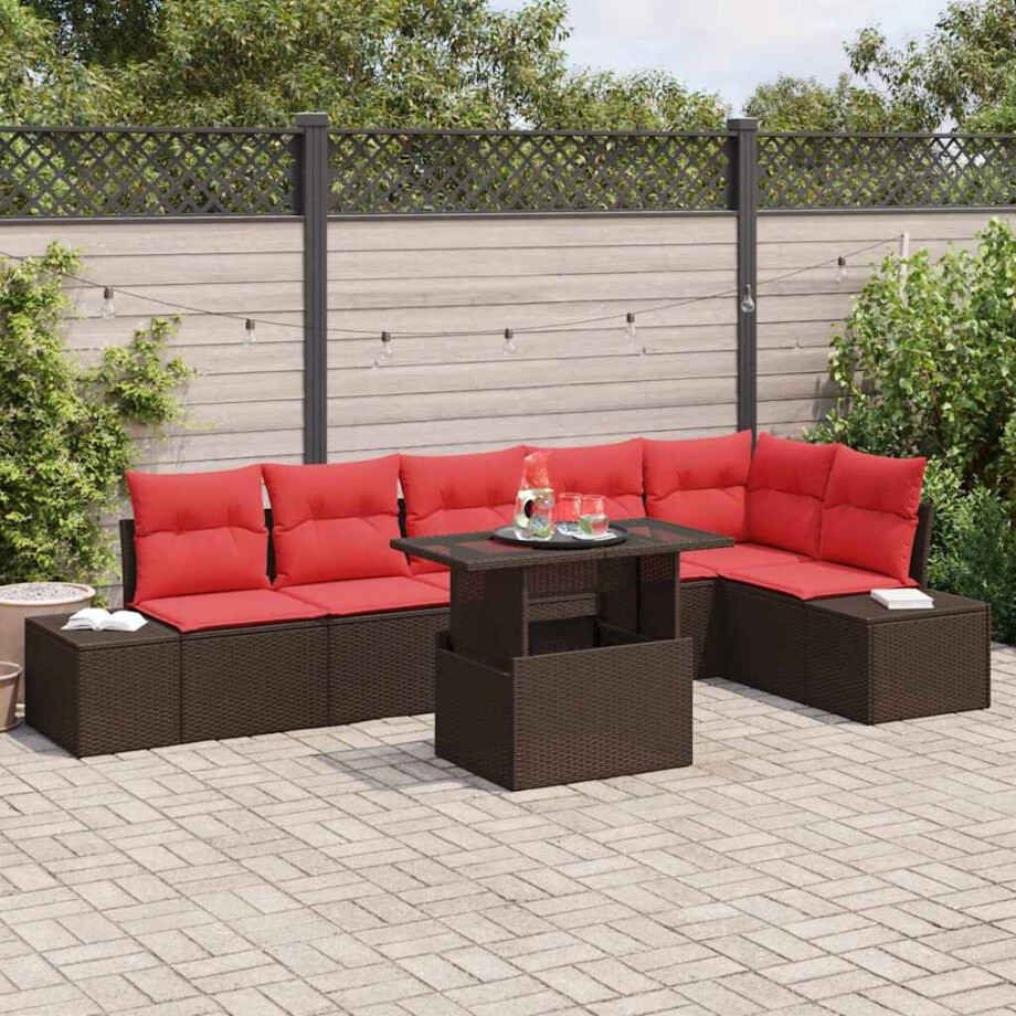 vidaXL Tuin Sofa Set 7 st Bruin poly rattan vidaXL Tuin Sofa Set 7 st Bruin poly rattan afbeelding 1