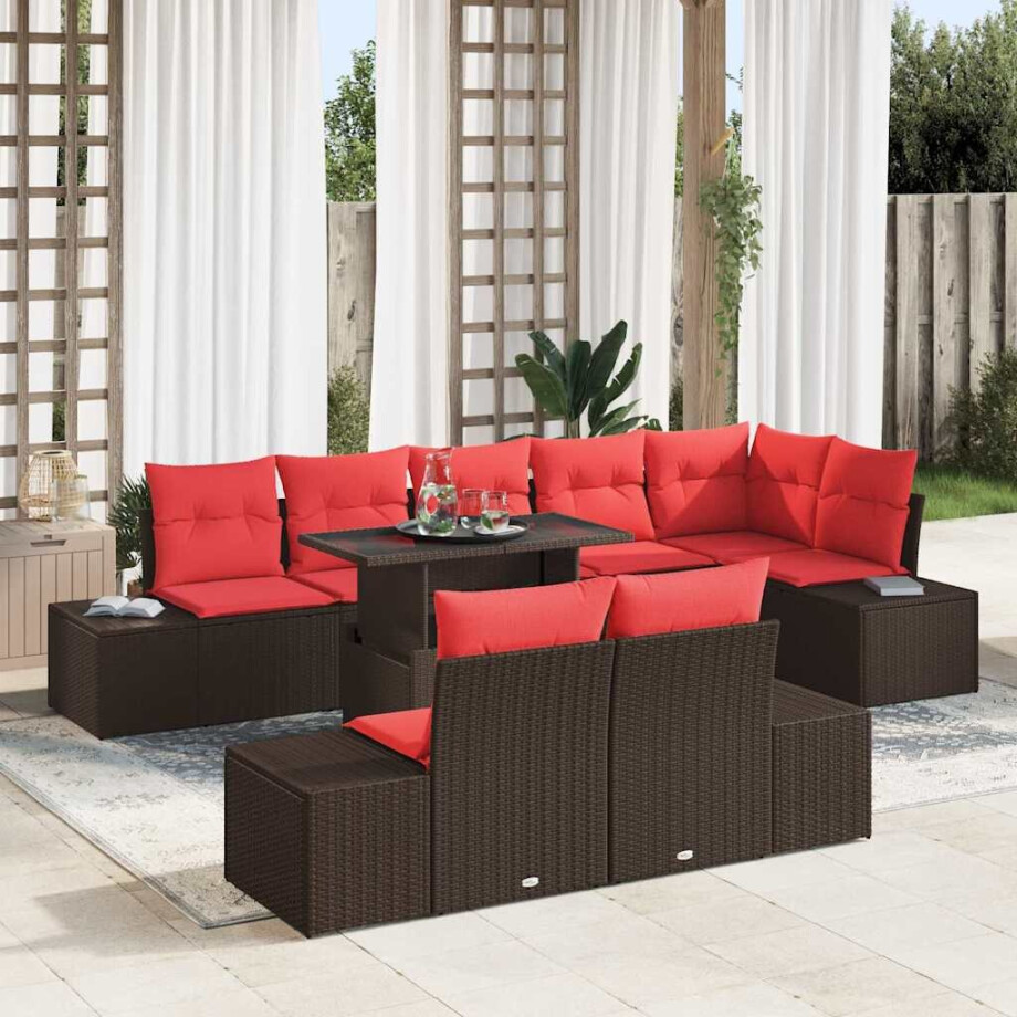 vidaXL Tuin Sofa Set 9 st Bruin poly rattan vidaXL Tuin Sofa Set 9 st Bruin poly rattan afbeelding 1