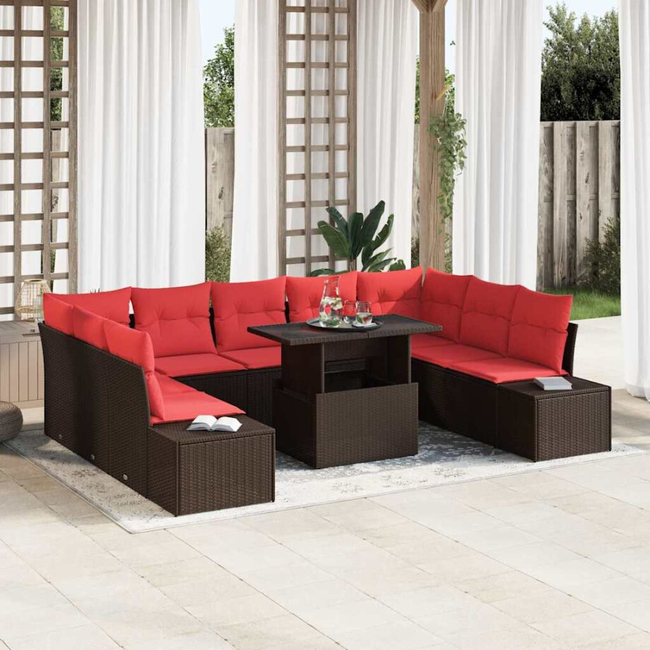 vidaXL Tuin Sofa Set 10 st Bruin poly rattan vidaXL Tuin Sofa Set 10 st Bruin poly rattan afbeelding 1