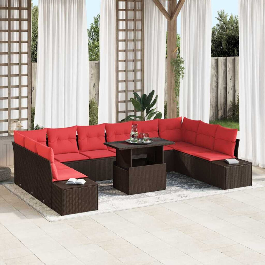 vidaXL Tuin Sofa Set 11 st Bruin poly rattan vidaXL Tuin Sofa Set 11 st Bruin poly rattan afbeelding 1