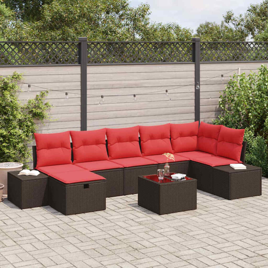 vidaXL Tuin Sofa Set met kussen 8 pcs Bruin poly rattan vidaXL Tuin Sofa Set met kussen 8 pcs Bruin poly rattan afbeelding 1