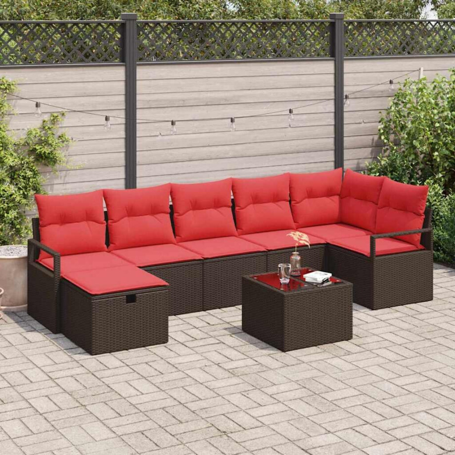 vidaXL Bankstel met kussen 5 pcs poly rattan afbeelding 1