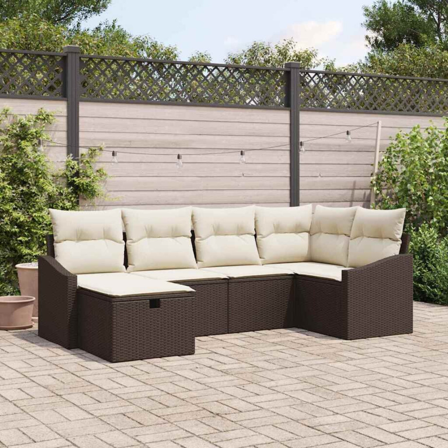 vidaXL Bankstel met kussen 6 pcs poly rattan vidaXL Bankstel met kussen 6 pcs poly rattan afbeelding 1