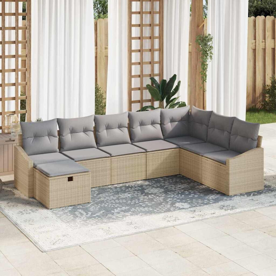 vidaXL Bankstel met kussen 9 pcs poly rattan vidaXL Bankstel met kussen 9 pcs poly rattan afbeelding 1
