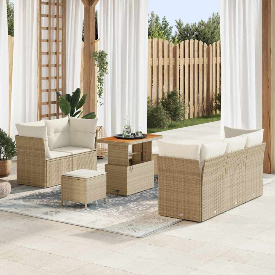vidaXL Tuin Sofa Set met kussen 8 pcs Beige poly rattan vidaXL Tuin Sofa Set met kussen 8 pcs Beige poly rattan afbeelding 1