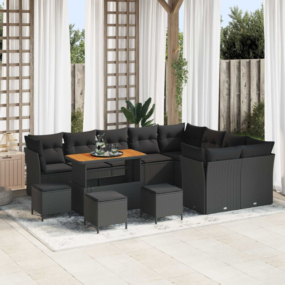 vidaXL Tuin Sofa Set 13 pcs Zwart poly rattan afbeelding 1