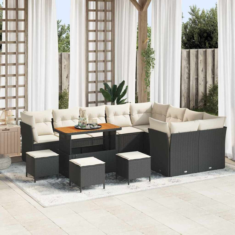 vidaXL Tuin Sofa Set 13 pcs Zwart poly rattan afbeelding 1