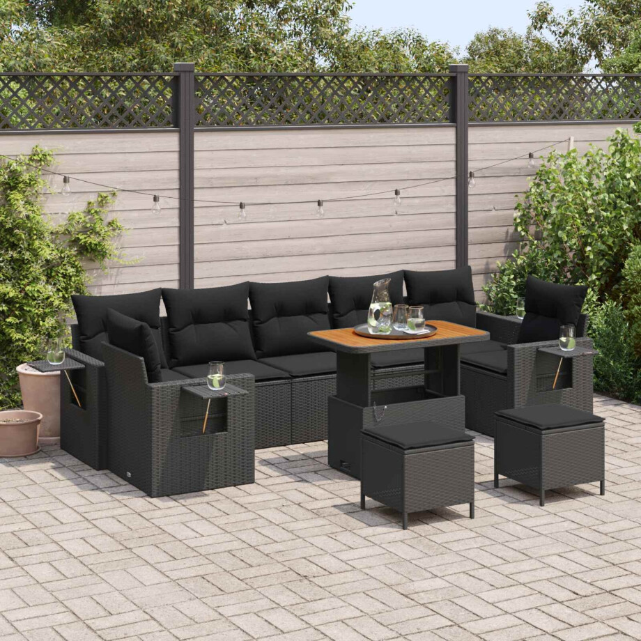 vidaXL Tuin Sofa Set 10 pcs Zwart poly rattan afbeelding 1