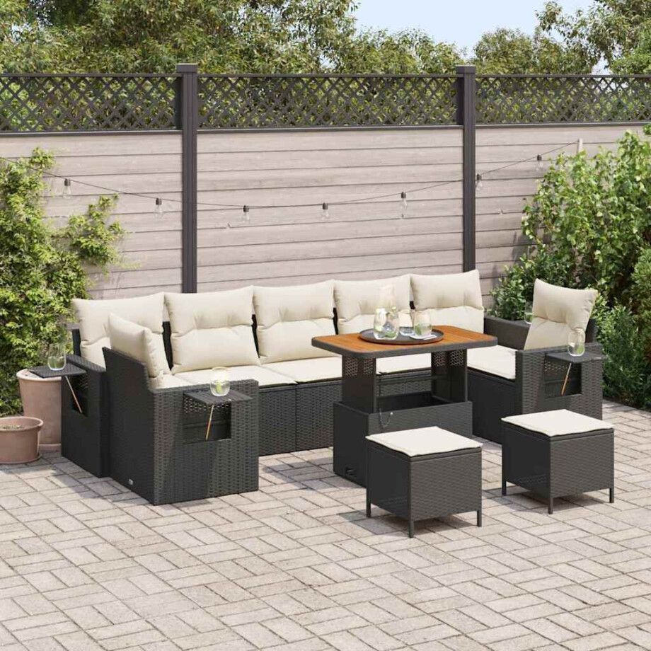 vidaXL Tuin Sofa Set 10 pcs Zwart poly rattan afbeelding 1