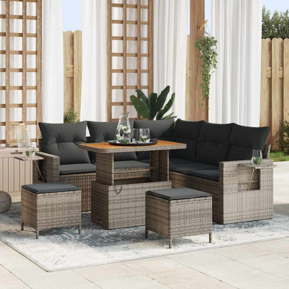 vidaXL Tuin Sofa Set 8 pcs Grijs poly rattan vidaXL Tuin Sofa Set 8 pcs Grijs poly rattan afbeelding 1