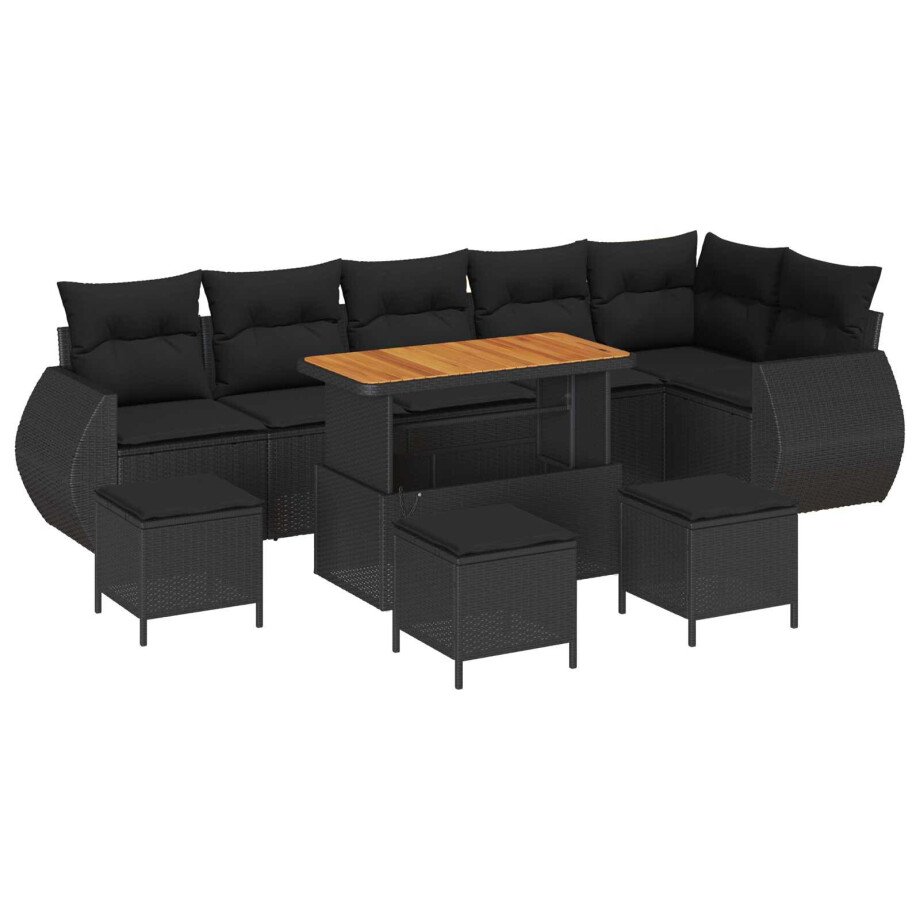 vidaXL Tuin Sofa Set 10 pcs Zwart poly rattan afbeelding 1