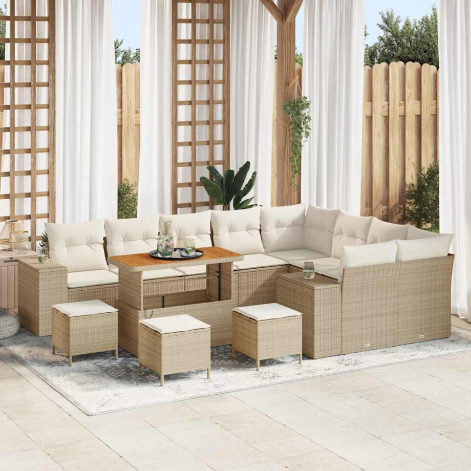 vidaXL Tuin Sofa Set met kussen 13 pcs Beige poly rattan vidaXL Tuin Sofa Set met kussen 13 pcs Beige poly rattan afbeelding 1