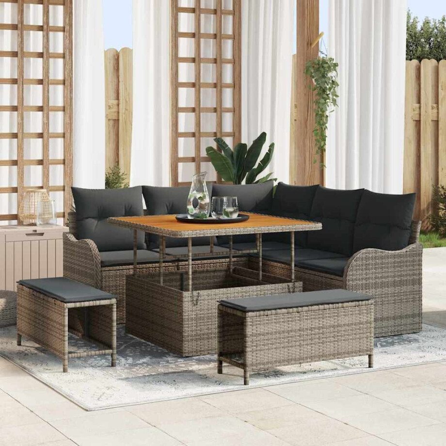 vidaXL Tuin Sofa Set 8 pcs Grijs poly rattan afbeelding 1