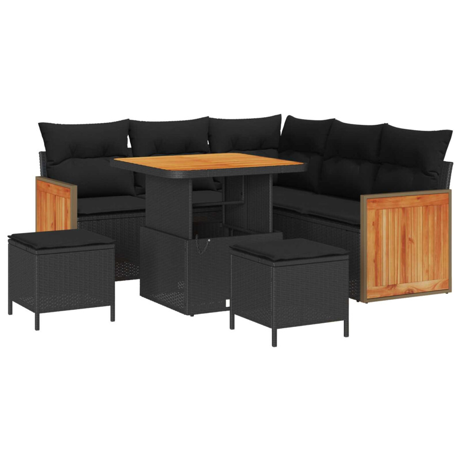 vidaXL Tuin Sofa Set 8 pcs Zwart Poly rattan en gepoedercoat staal afbeelding 1