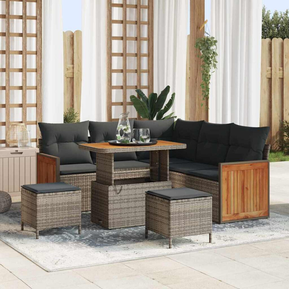 vidaXL Tuin Sofa Set 8 pcs Grijs Poly rattan en gepoedercoat staal afbeelding 1