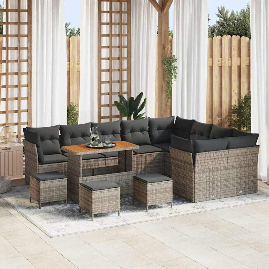 vidaXL Tuin Sofa Set 13 pcs Grijs Poly rattan en gepoedercoat staal vidaXL Tuin Sofa Set 13 pcs Grijs Poly rattan en gepoedercoat staal afbeelding 1