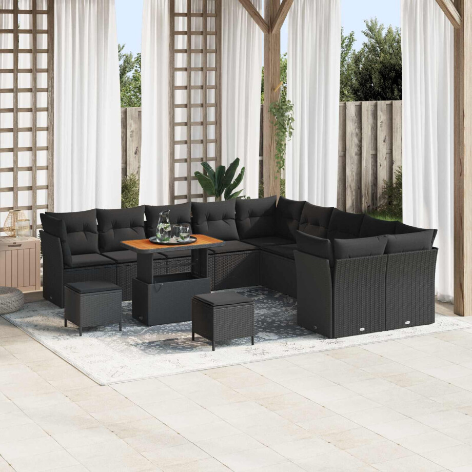 vidaXL Tuin Sofa Set 13 pcs Zwart Poly rattan en gepoedercoat staal vidaXL Tuin Sofa Set 13 pcs Zwart Poly rattan en gepoedercoat staal afbeelding 1