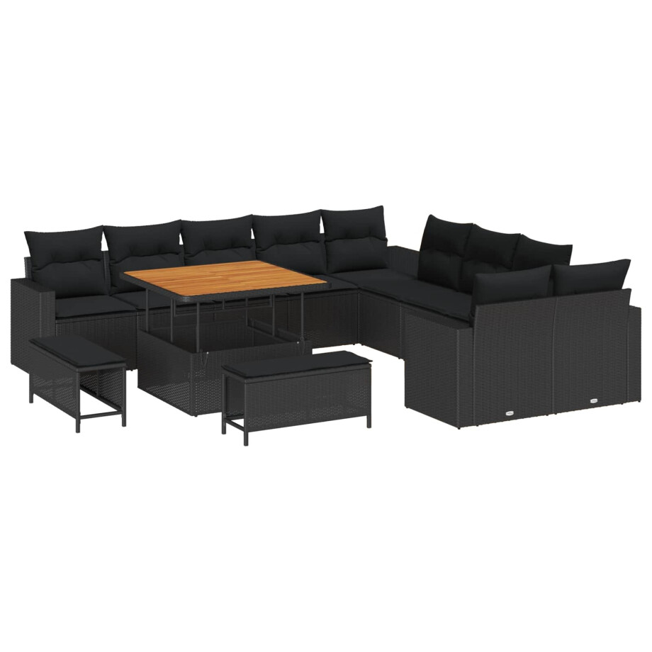 vidaXL Tuin Sofa Set 13 pcs Zwart Poly rattan en gepoedercoat staal afbeelding 1