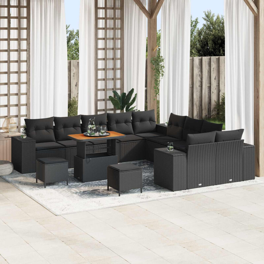 vidaXL Tuin Sofa Set met kussen 13 pcs Zwart poly rattan vidaXL Tuin Sofa Set met kussen 13 pcs Zwart poly rattan afbeelding 1
