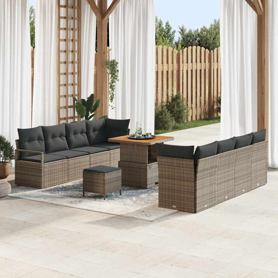 vidaXL Tuin Sofa Set met kussen met opslag Grijs 80 x 80 x 71 cm afbeelding 1