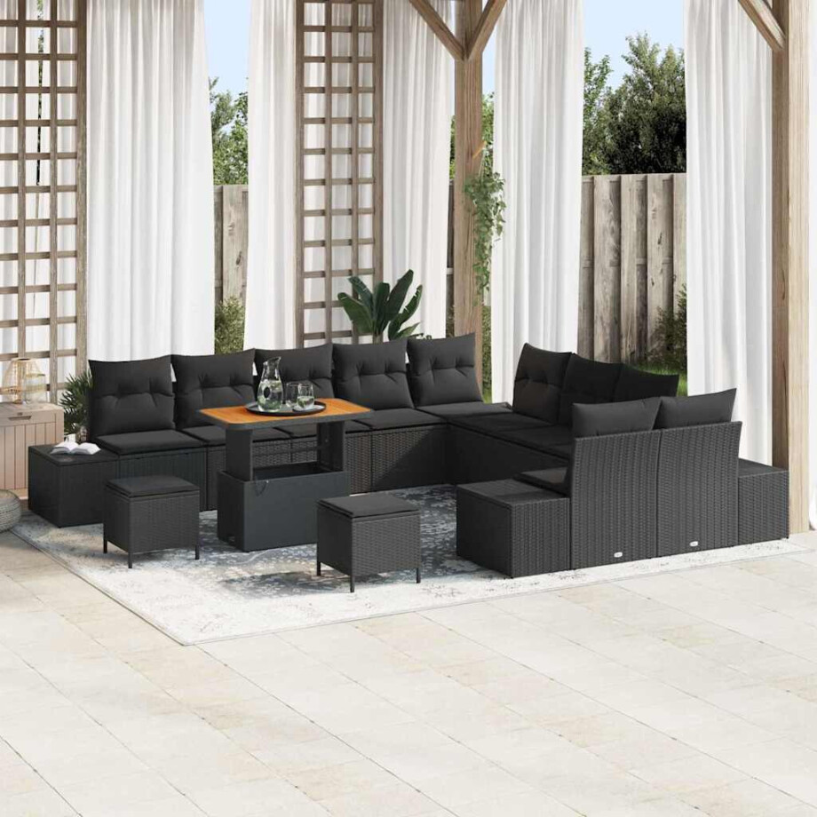 vidaXL Tuin Sofa Set 13 pcs Zwart Poly Rattan en Poedergecoat Staal afbeelding 1