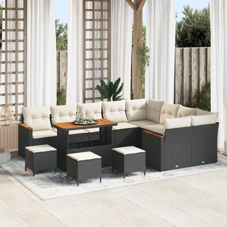 vidaXL Tuin Sofa Set met kussen met opslag 13 pcs Zwart Poly Rattan vidaXL Tuin Sofa Set met kussen met opslag 13 pcs Zwart Poly Rattan afbeelding 1