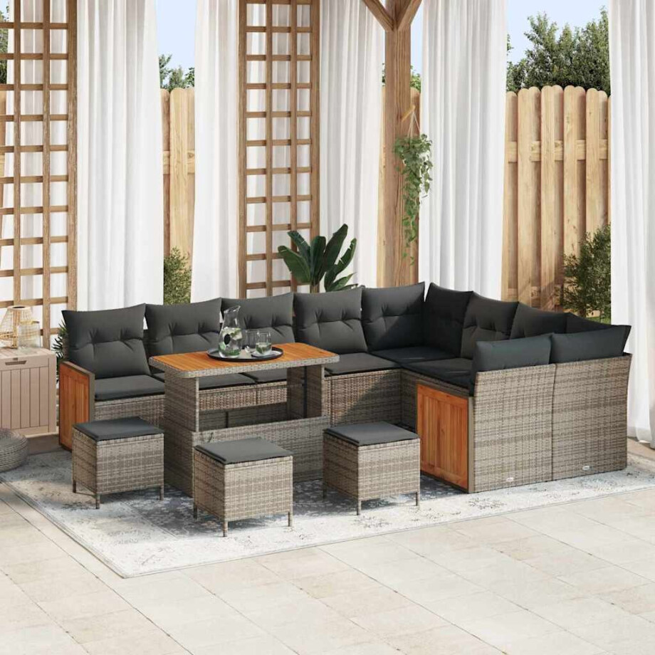 vidaXL Tuin Sofa Set 13 pcs Grijs Donkergrijs poly rattan afbeelding 1