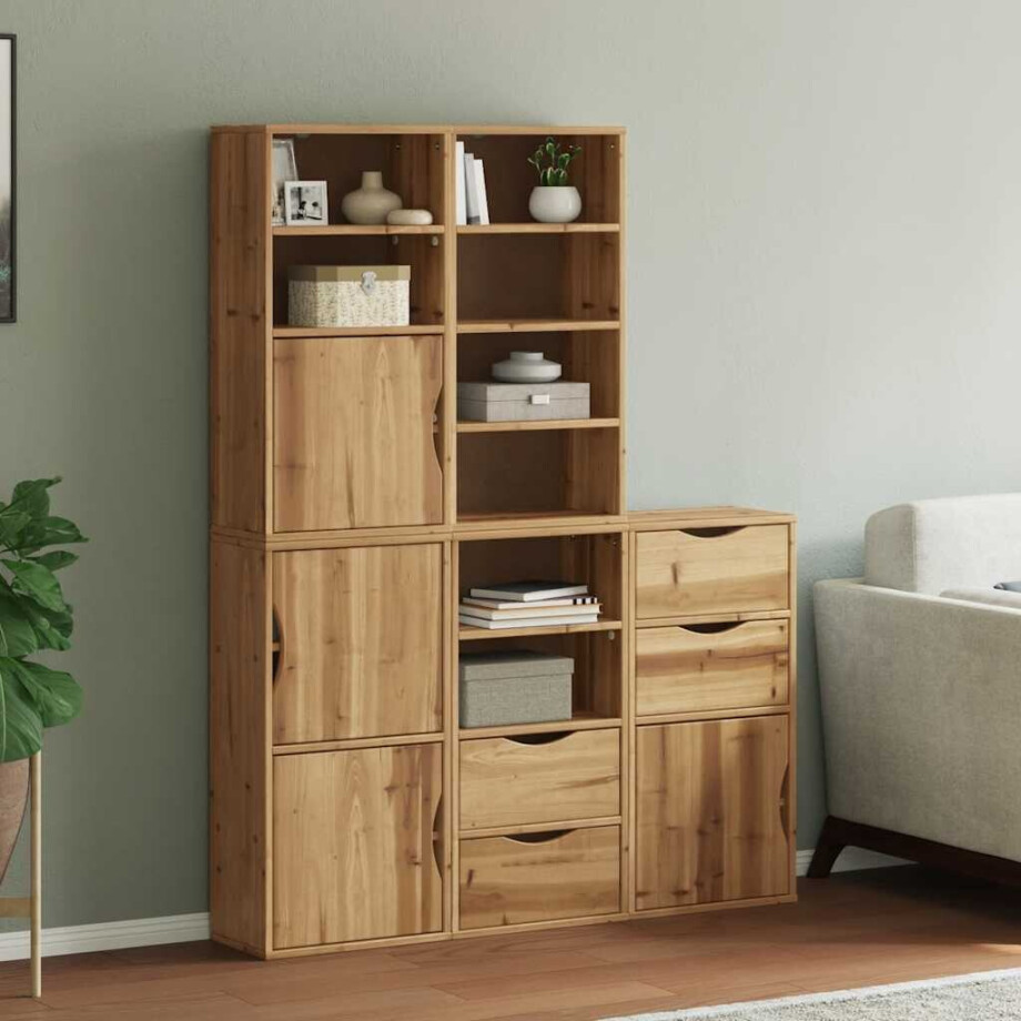 vidaXL Bijzetkasten 5 st "ODDA" 40x24x79 cm massief grenenhout vidaXL Bijzetkasten 5 st "ODDA" 40x24x79 cm massief grenenhout afbeelding 1