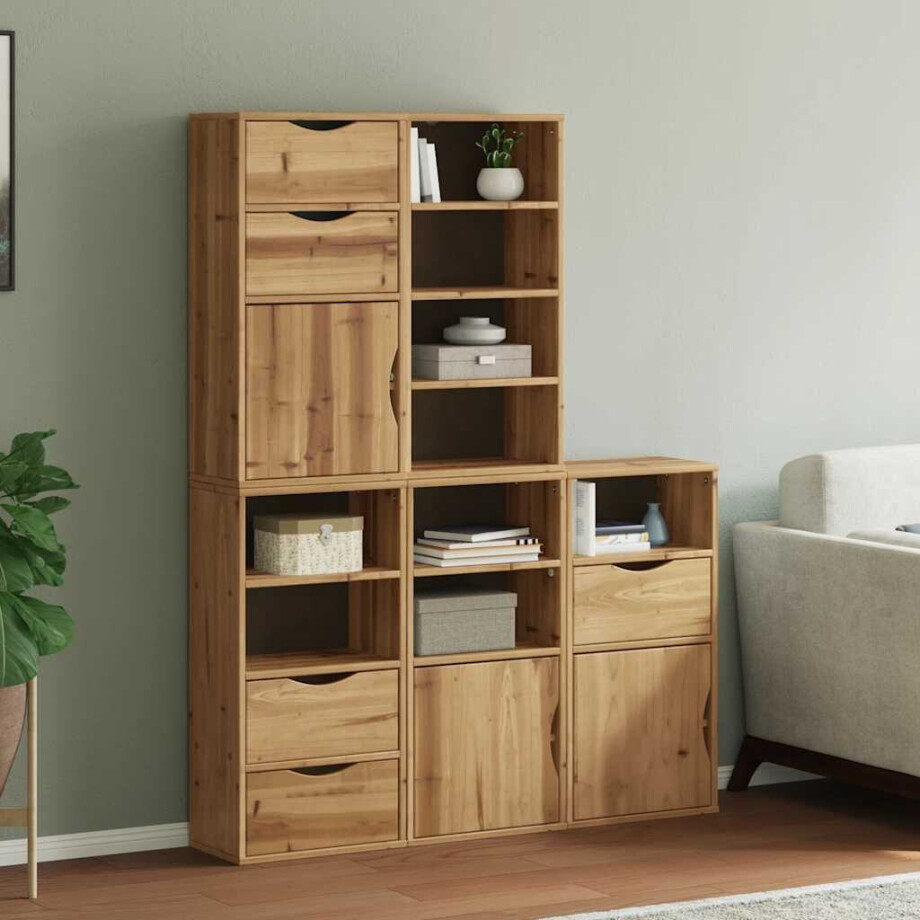 vidaXL Bijzetkasten 5 st "ODDA" 40x24x79 cm massief grenenhout vidaXL Bijzetkasten 5 st "ODDA" 40x24x79 cm massief grenenhout afbeelding 1