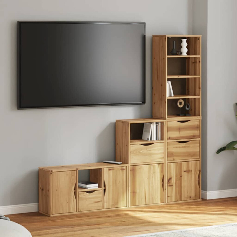 vidaXL 4-delig tv-meubel met opbergruimte "ODDA" massief grenenhout vidaXL 4-delig tv-meubel met opbergruimte "ODDA" massief grenenhout afbeelding 1