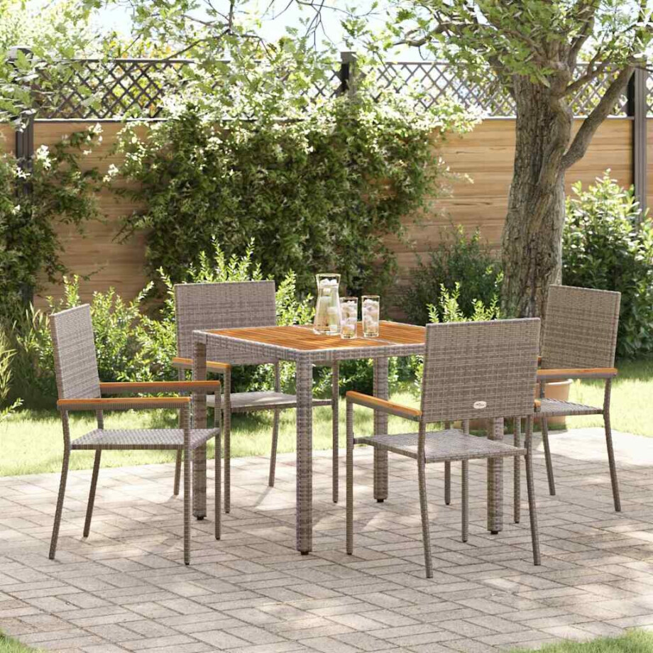 vidaXL Tuin eettafelset 5 pcs Grijs poly rattan vidaXL Tuin eettafelset 5 pcs Grijs poly rattan afbeelding 1