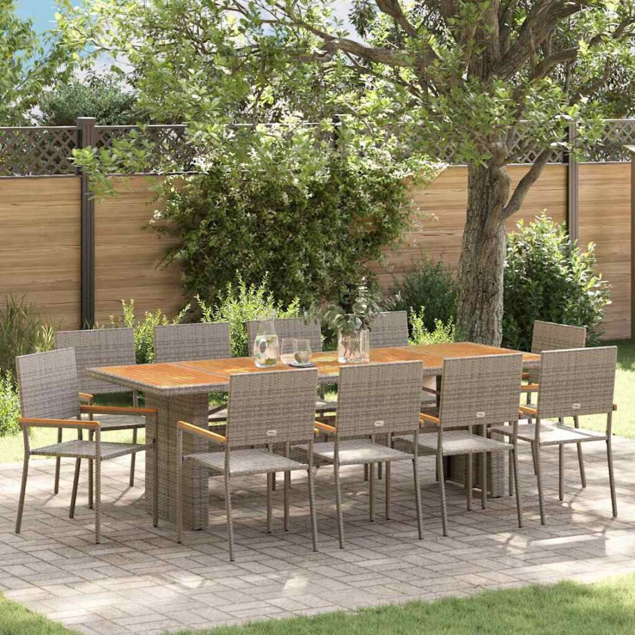 vidaXL Tuin eettafelset 11 pcs Grijs poly rattan vidaXL Tuin eettafelset 11 pcs Grijs poly rattan afbeelding 1