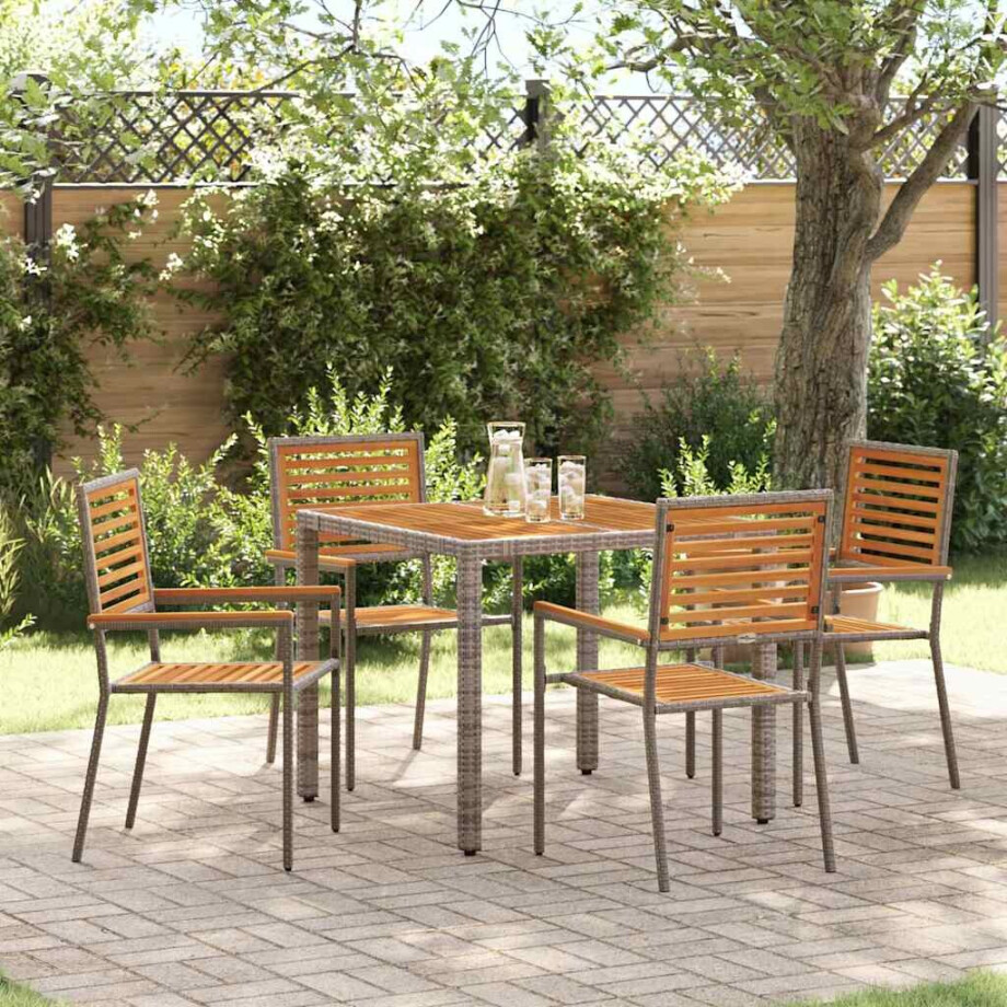 vidaXL Tuin eettafelset 5 pcs Grijs en Bruin poly rattan afbeelding 1