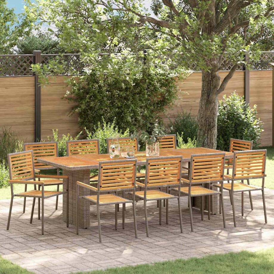 vidaXL Tuin eettafelset 11 pcs Grijs en Bruin poly rattan afbeelding 1