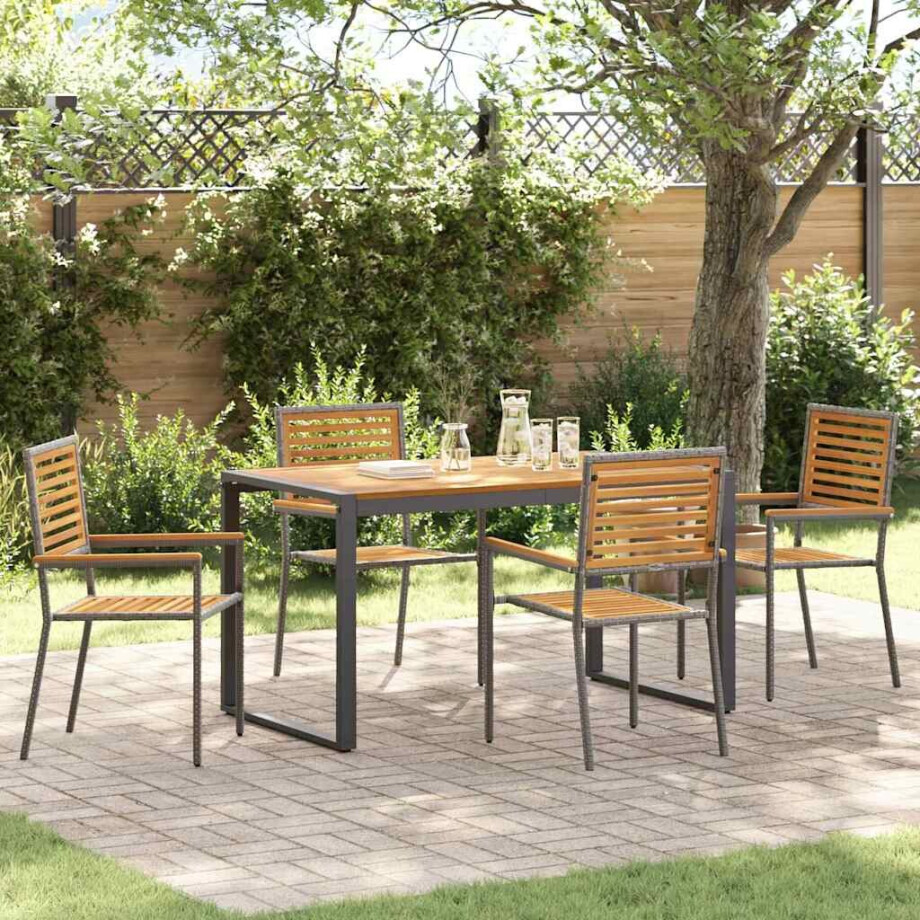 vidaXL Tuin eettafelset 5 pcs Grijs en Bruin poly rattan afbeelding 1