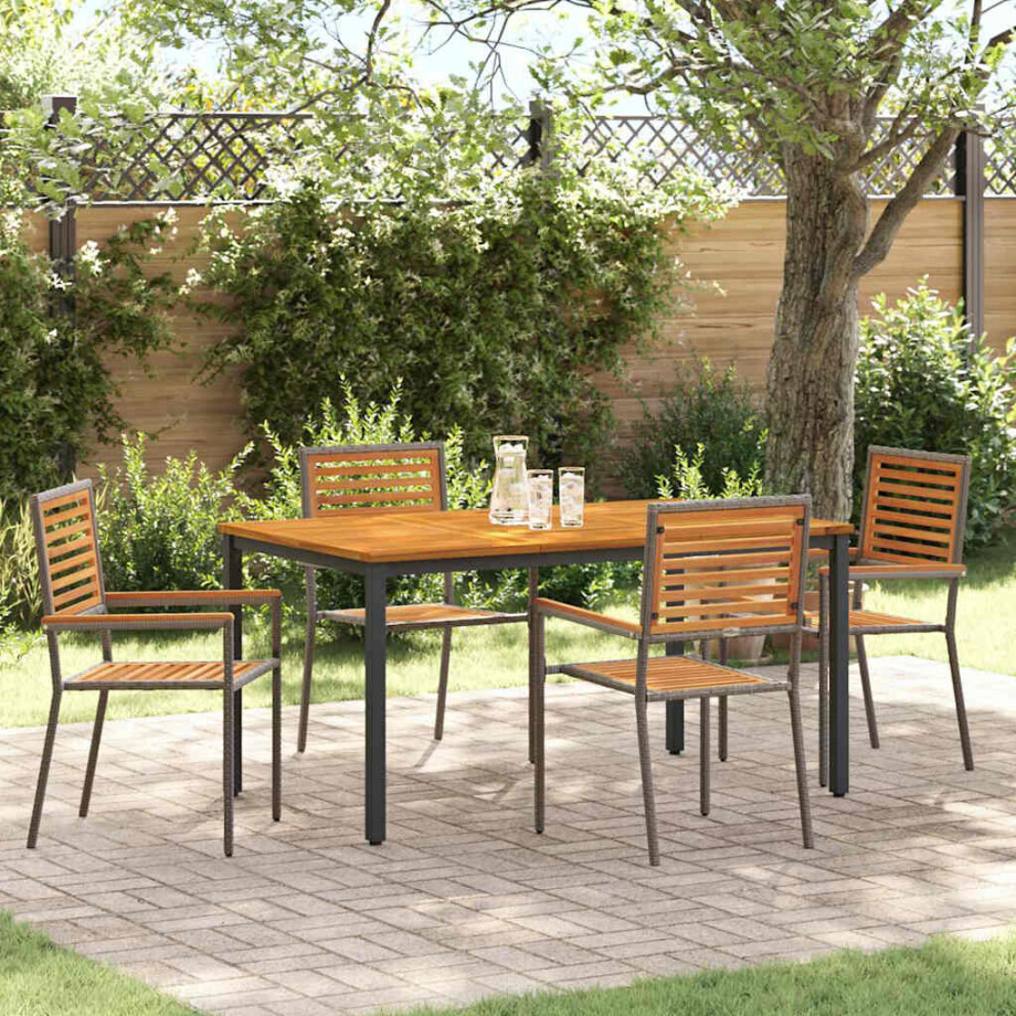 vidaXL Tuin eettafelset 5 pcs Grijs en Bruin poly rattan afbeelding 1
