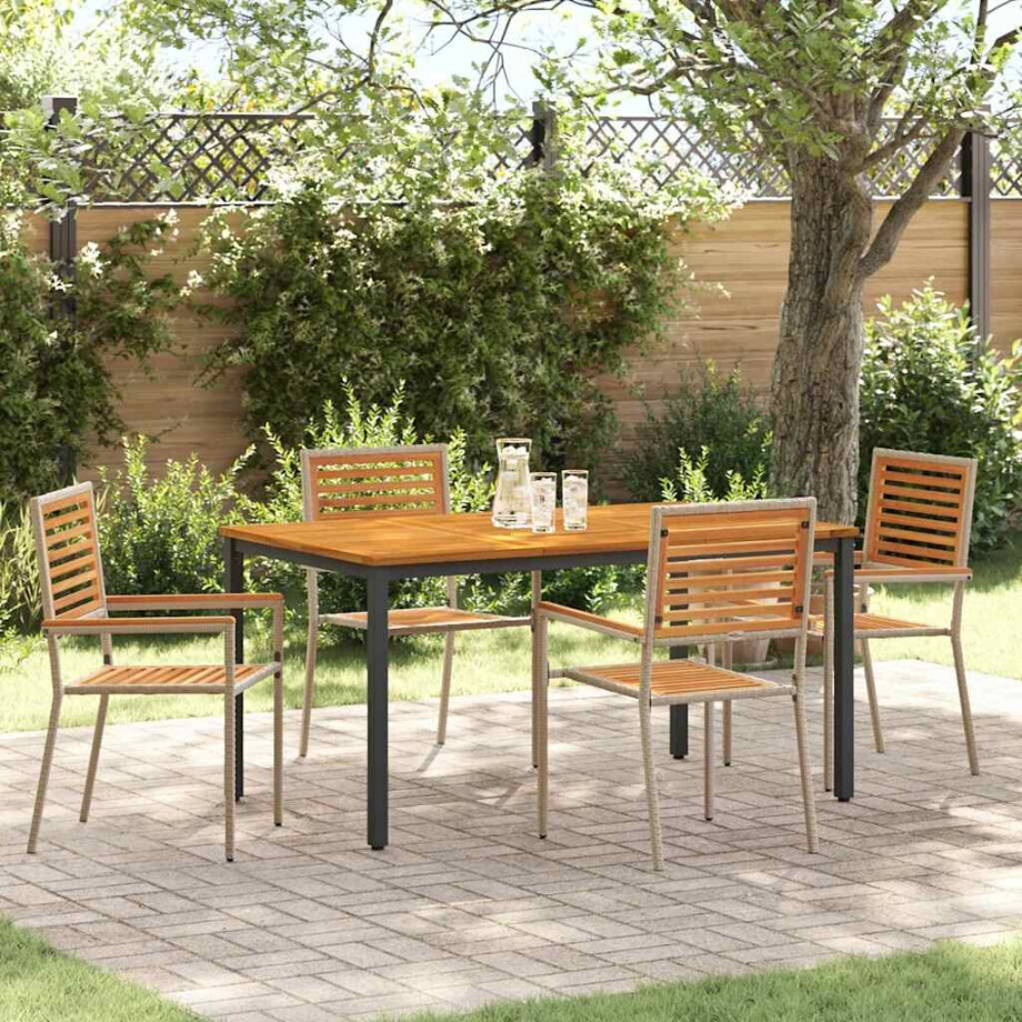 vidaXL Tuin eettafelset 4 pcs Beige en Bruin poly rattan afbeelding 1