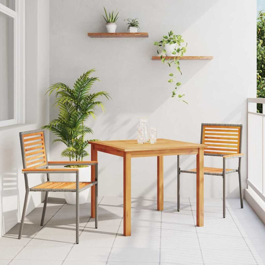 vidaXL Tuin eettafelset 3 pcs Grijs Massief Acaciahout afbeelding 1
