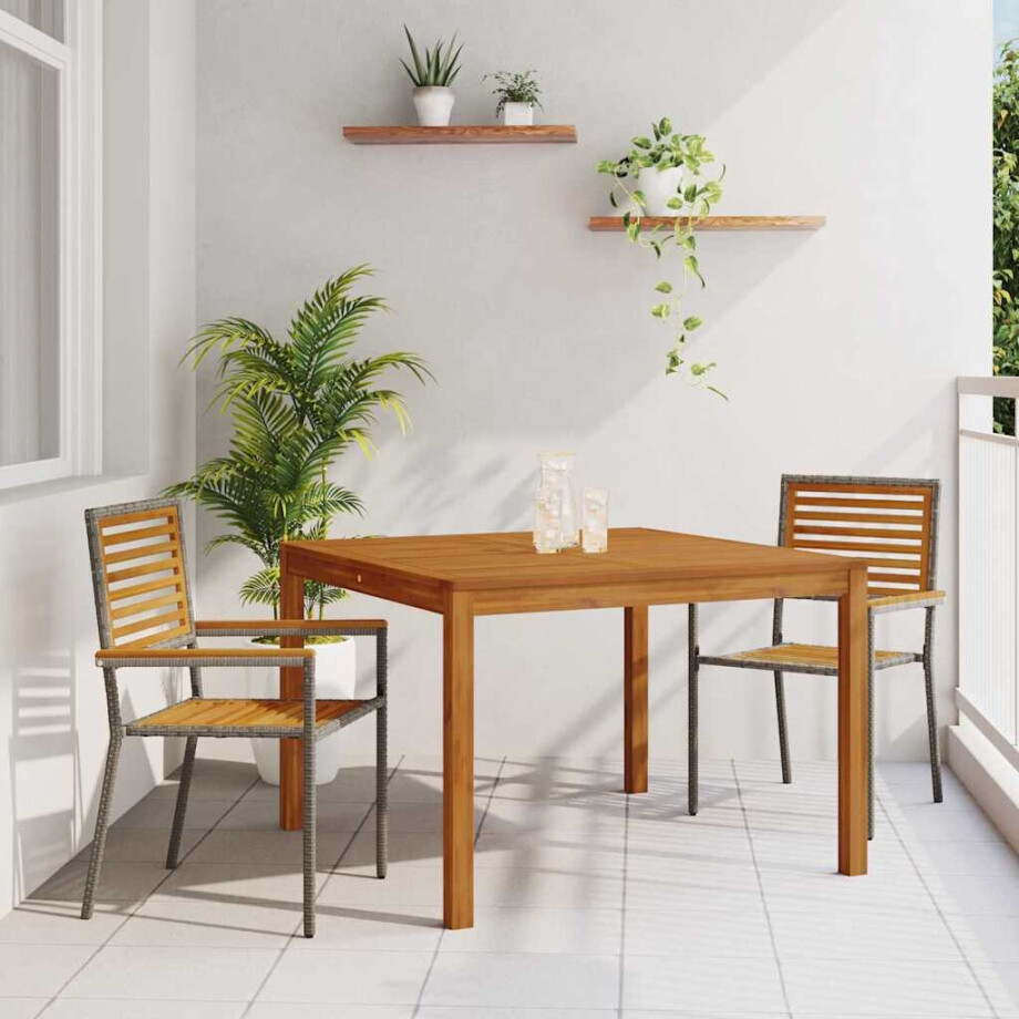 vidaXL Tuin eettafelset 3 pcs Grijs Massief Acaciahout vidaXL Tuin eettafelset 3 pcs Grijs Massief Acaciahout afbeelding 1