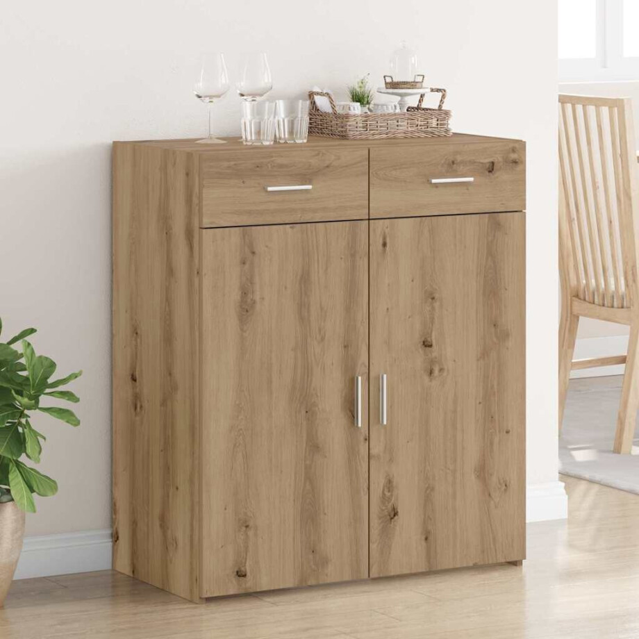 vidaXL Opbergkast met lade artisanaal eikenkleurig 80 x 42,5 x 93,5 cm afbeelding 1