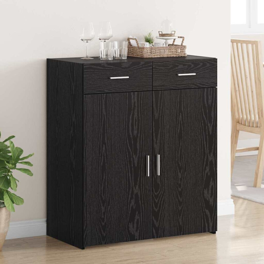 vidaXL Opbergkast Zwart eiken 80 x 42,5 x 93,5 cm Bewerkt hout afbeelding 1
