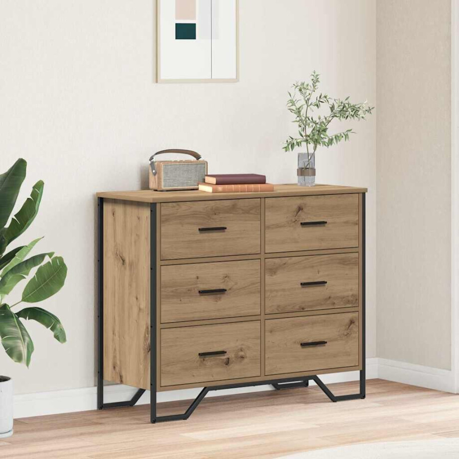 vidaXL Ladekast met lade 2 pcs Artisan Eiken 91 x 35,5 x 74,5 cm afbeelding 1