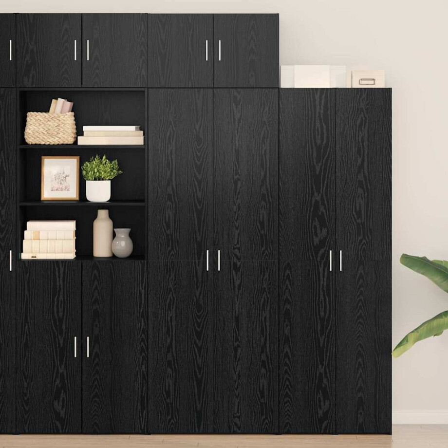 vidaXL Opbergkast 3 pcs Zwart Eiken afbeelding 1