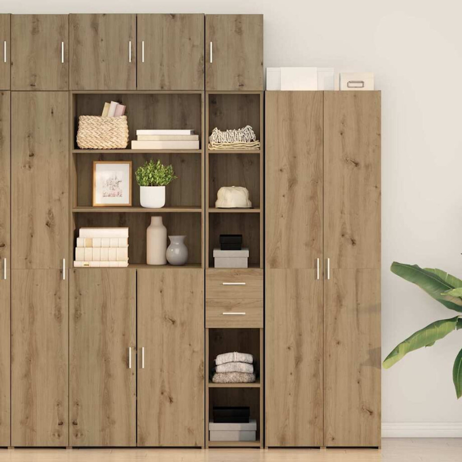 vidaXL Opbergkast met lade 2 pcs Artisan Eiken 30 x 42,5 x 225 cm afbeelding 1
